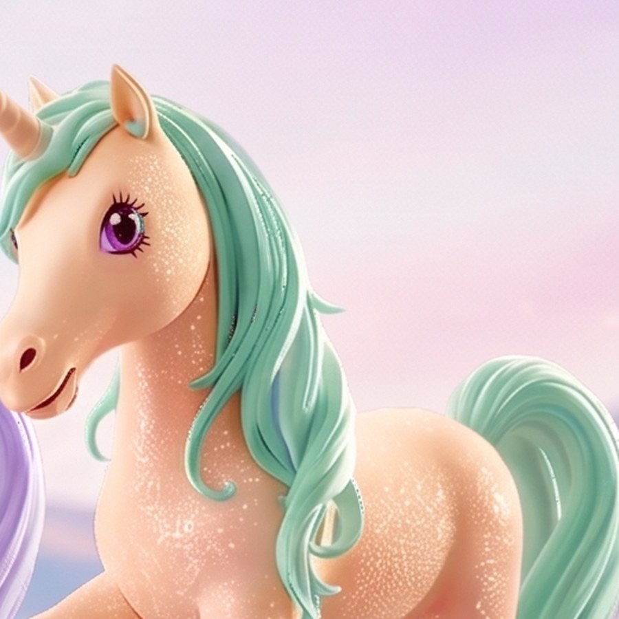 Mirabelle, a peach unicorn with a mint-green mane