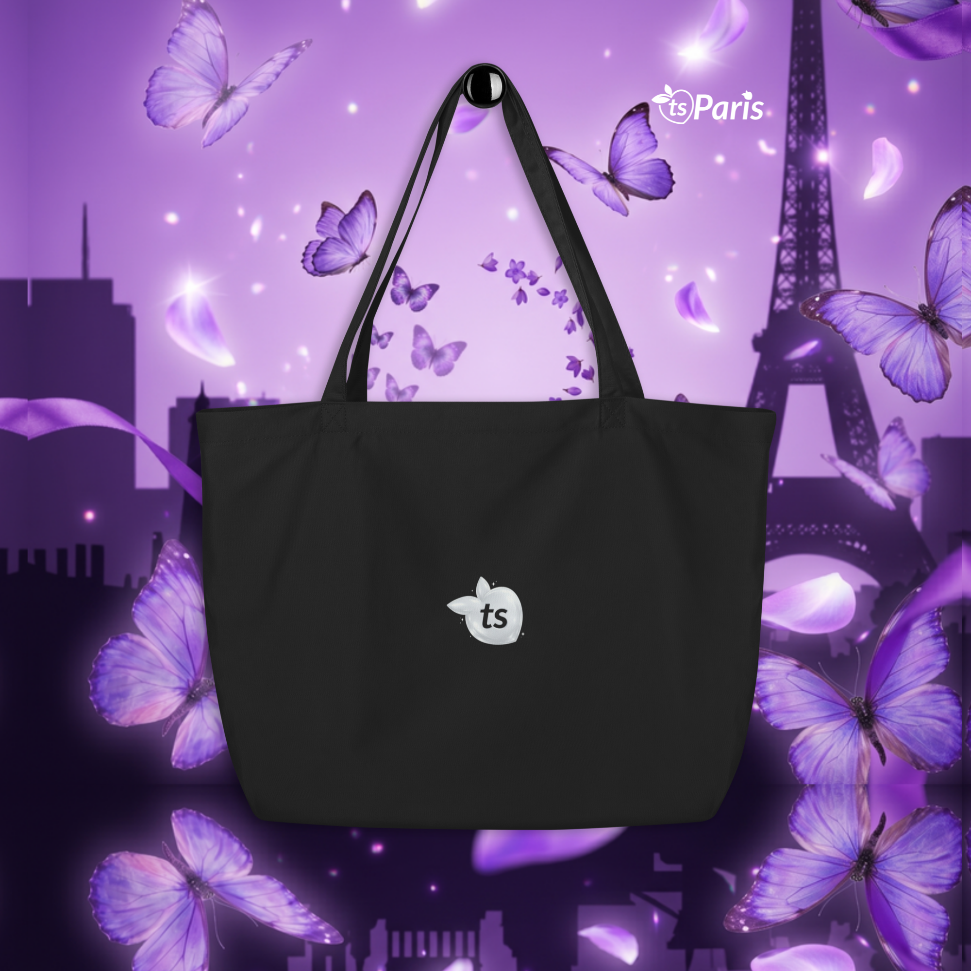 tsgabrielle® • Paris - Da Vinci • Large Tote Bag • Black • Cotton Organic