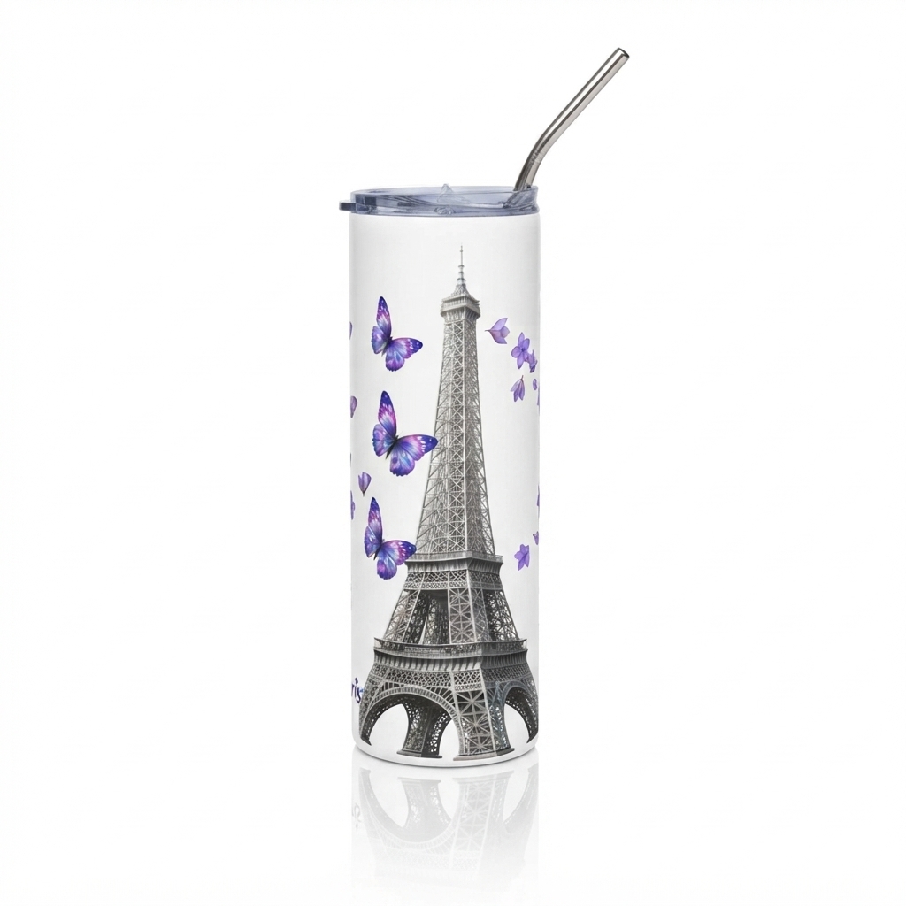 tsgabrielle® • Paris - La Tour Eiffel • Tumbler • Stainless Steel • White • 20 oz
