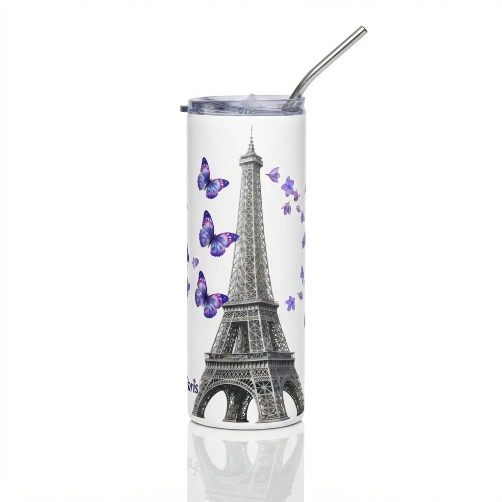 tsgabrielle® • Paris - La Tour Eiffel • Tumbler • Stainless Steel • White • 20 oz - View 2