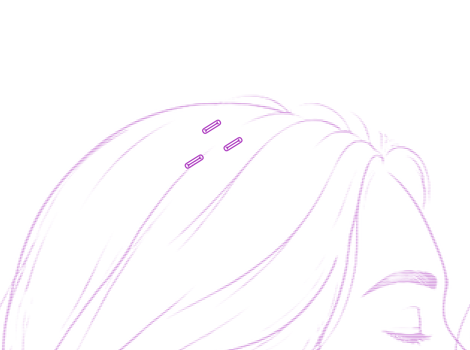 Gabrielle drawn in fine Royal Orchid lines, with no background.
