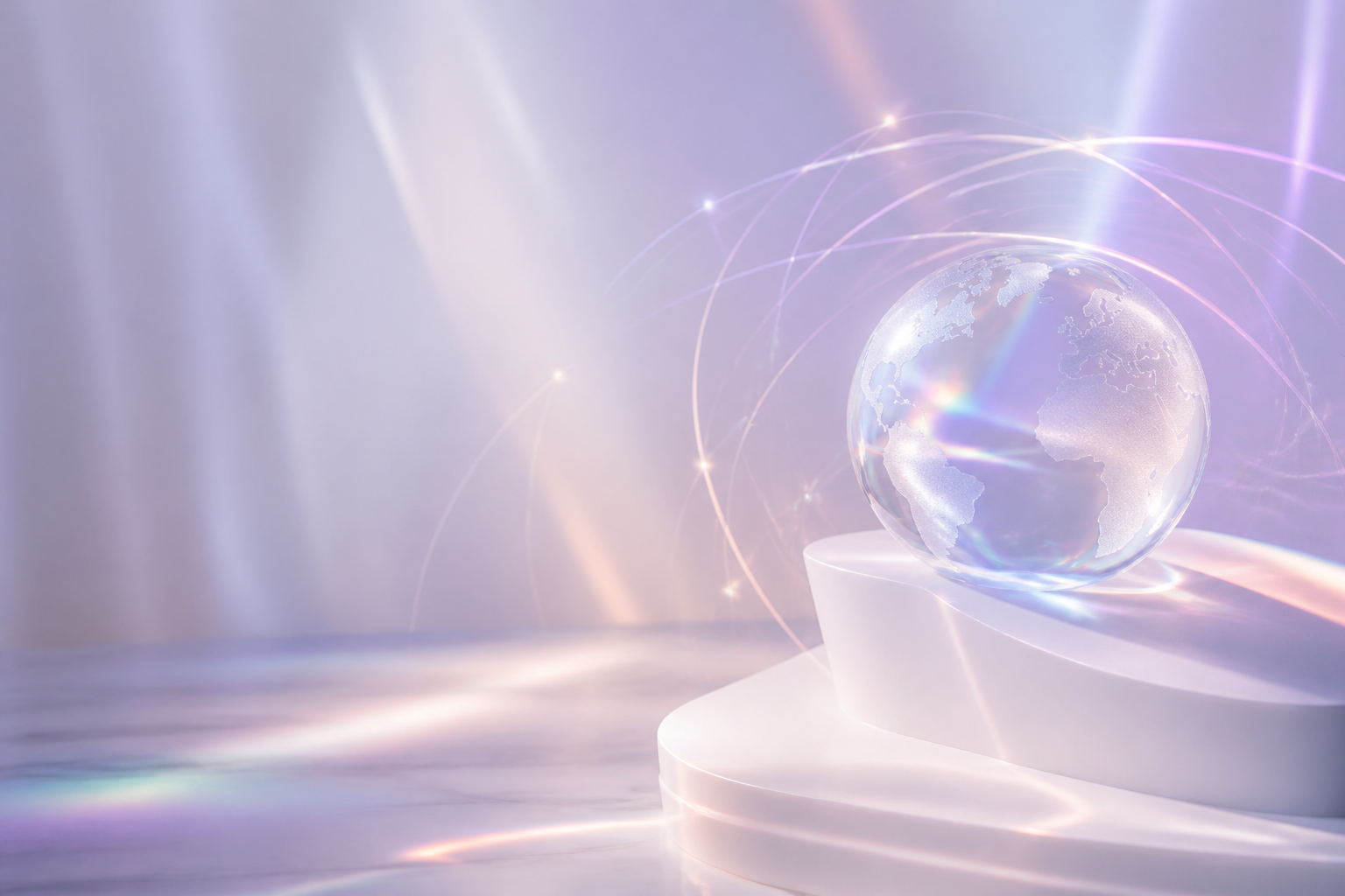 A luminous glass globe representing the tsgabrielle® global store directory